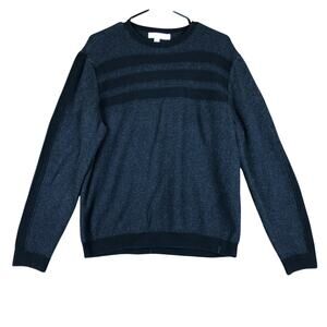 Calvin Klein Mens Sweater Gray Black Stripe Crew Neck Long Sleeve XLarge